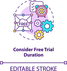 Considering free trial duration concept icon vector