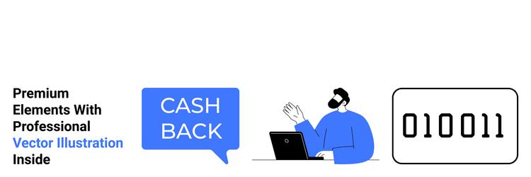 digital cashback and binary data concept vector image