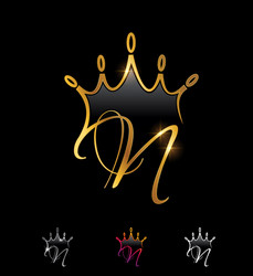 Golden monogram crown initial letter d Royalty Free Vector