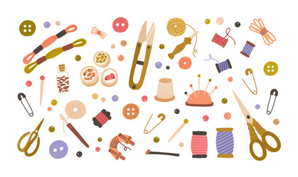 Sewing kit doodles Royalty Free Vector Image - VectorStock