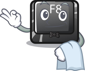 waiter f8 button installed on computer mascot vector image