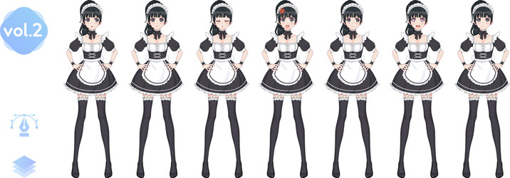 Anime manga girl costume maid cafe vector