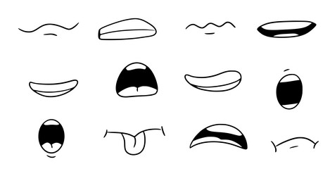 cartoon mouth smile happy sad expression set vector