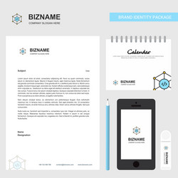 Code business letterhead calendar 2019 and mobile vector