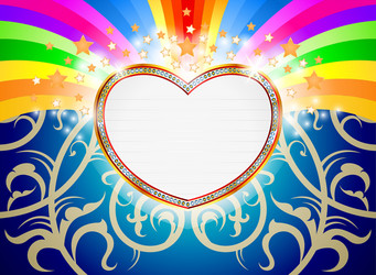 Glossy heart marquee with colorful stars vector