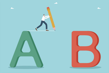 man draws a path from to b vector image