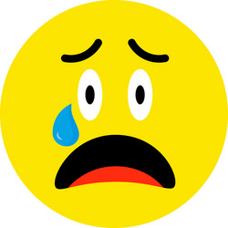 Sad crying face emoji icon flat style cute Vector Image