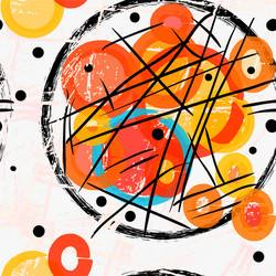 Abstract black grunge circles with red and yellow vector