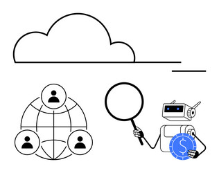 cloud network global user connections and ai vector image