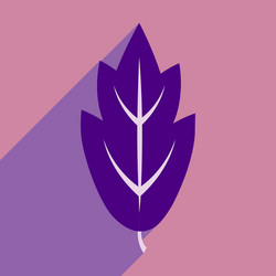 flat with shadow icon and mobile application leaf vector image