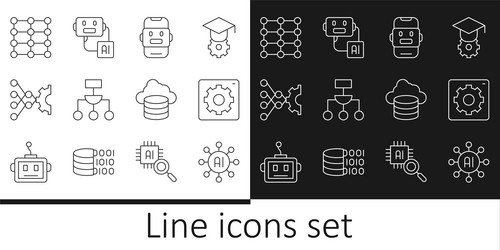 set line neural network computer api interface vector image
