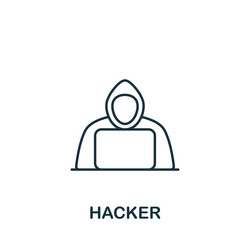 Hacker icon monochrome simple line crime vector