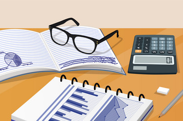 notebook and calculator set vector image