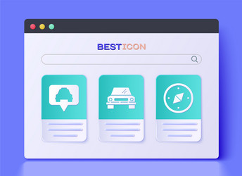 set car map pointer with taxi and compass icon vector image