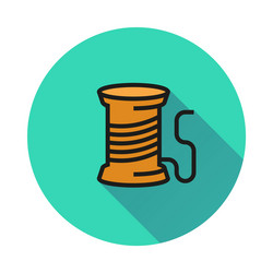 Thread spool icon on round background vector