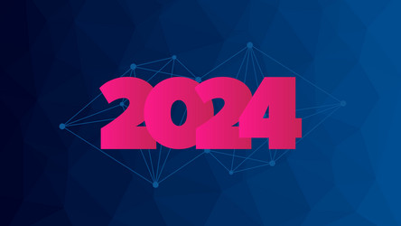 2024 year symbol on low poly network pattern vector image