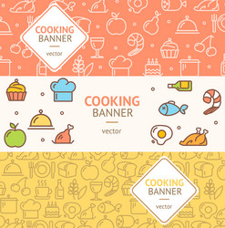 cooking banner flyer horizontal set vector