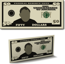 Fifty dollar paper bill banknote vector