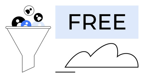 funnel filtering users with cloud storage vector image