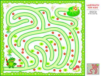 Logical puzzle game with labyrinth for little vector