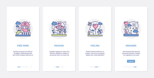 Mind process passion feelings and dreams ux ui vector