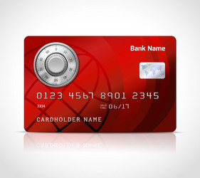 realistic credit card template with code lock vector