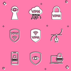 set keyhole with eye cloud vpn interface lock vector image