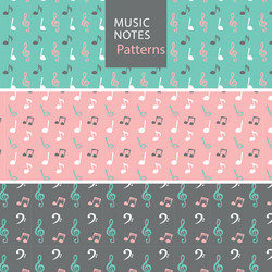 set of nice colorful patterns with musical notes vector image