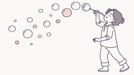 child creating diverse bubbles enjoying simple vector image
