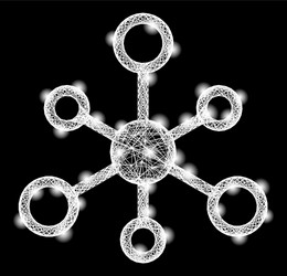 hatched network web mesh with bright flash nodes vector image