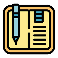 pencil taking notes in open notebook with bookmark vector image