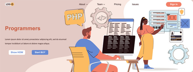 programmers web concept developers program vector image