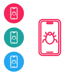 red line system bug on mobile icon isolated vector image