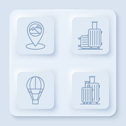 set line map pointer with mountain suitcase vector image