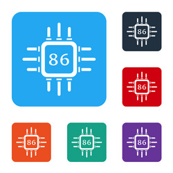 white computer processor with microcircuits cpu vector image