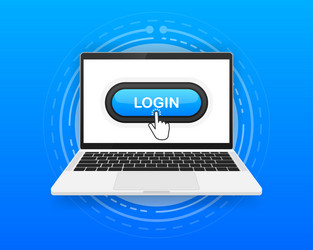 login button and hand cursor on the screen vector image