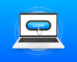 Login button and hand cursor on the screen vector