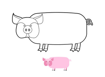 Pig coloring book of farm animals vector