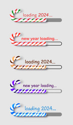 set of loading progress bars 2024 new year made vector image