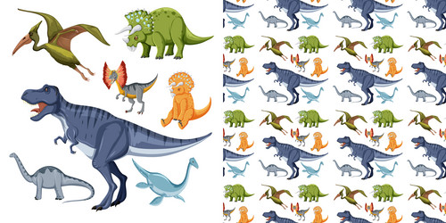 Dinosaur Seamless Pattern Collection vector image