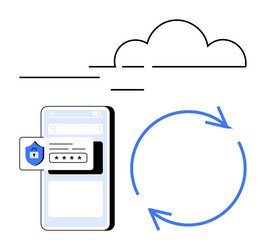 mobile data sync with secure cloud storage vector image