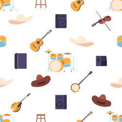 Seamless pattern featuring iconic music country vector