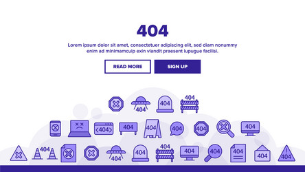404 http error message linear icons set vector image