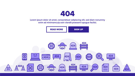 404 http error message linear icons set vector