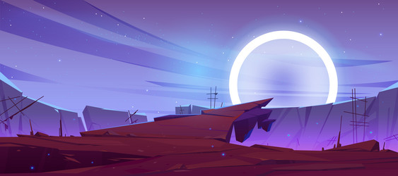 Alien Space Planet Cartoon Landscape Background Vector Image