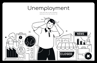 unemployment - modern line design style banner vector