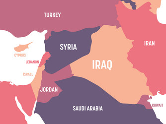 Middle east map high detailed political Royalty Free Vector