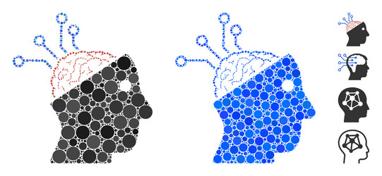 neural interface links mosaic icon circle dots vector image