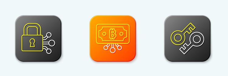 set line lock with bitcoin circuit vector image