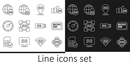 set line processor 5g micro sim card location vector image